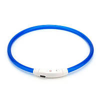Ошейник для собак светящийся с USB-зарядкой 70 см Синий