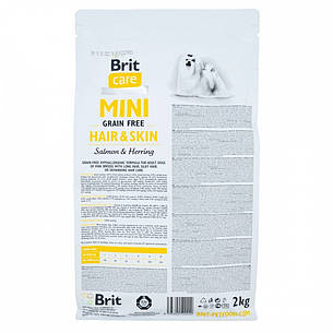 Brit Care GF Mini Hair Skin сухий корм для дорослих собак дрібних порід що мають довгу шерсть з лососем та, фото 3