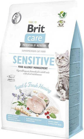 Brit Care Cat GF Insect Сухий корм для кішок з харчовою непереносимістю з комахами та рибою 0,4кг, фото 1
