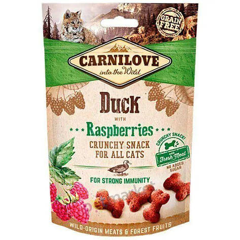 Ласощі Carnilove Cat Crunchy Snack для котів з качкою та малиною 50гр, фото 1