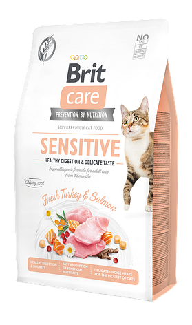 Brit Care Cat Sensitive Healthy Digestion Delicate taste корм для вибагливих кішок 2 кг, фото 1