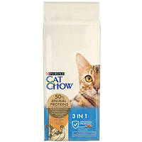 Cat Chow Feline 3-in-1 сухой корм для кошек с индейкой 15 кг