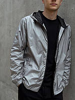 Чоловіча вітровка демісезонна з капюшоном. VDLK Basic сіра / Стильна легка спортивна куртка весна-осінь