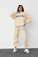 Женский спортивный костюм на флисе с принтом Chelsea - кремовый цвет, M (есть размеры) ar