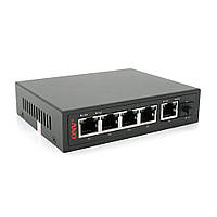 4х портовый PoE Full Gigabit коммутатор ONV-POE33064PFG, 4xPoe1000Мбит + 2х1000 Мбит + 1хSFP 1000Мбіт,до 250м,