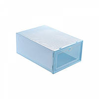 Органайзер-бокс (коробка) для хранения обуви, пластиковый, складной, 31*21*12 см. Голубой 69E4ZSD8G6