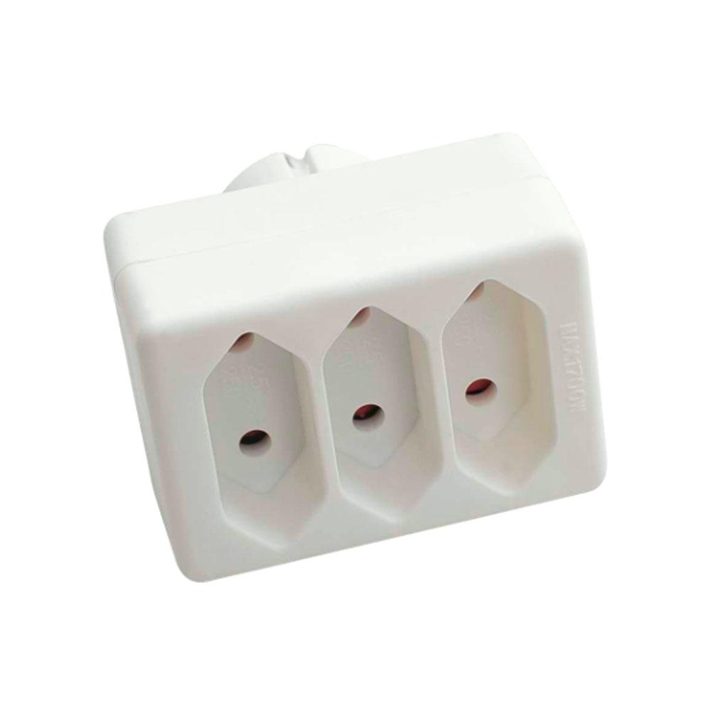 Розетка тройник без заземления SQ-ZDB01/3, 3x2.5A(10A) 250V~Max, 1700W, White, 2Р, Q100