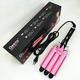 Потрійна плойка GEMEI GM-1956-25, праска для завивки волосся, плойка для прикореневого об'єму, фото 2