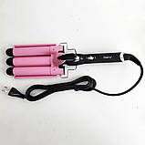 Потрійна плойка GEMEI GM-1956-25, праска для завивки волосся, плойка для прикореневого об'єму, фото 9