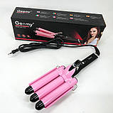Потрійна плойка GEMEI GM-1956-25, праска для завивки волосся, плойка для прикореневого об'єму, фото 10
