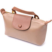 Ідеальна сумка жіноча з цікавим клапаном з натуральної шкіри Vintage 22251 Бежева ar
