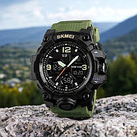 Часы наручные мужские SKMEI 1155BAG, часы тактические противоударны, армейские часы. QN-695 Цвет: зеленый