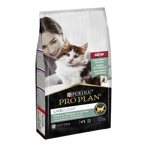 Pro Plan LiveClear Kitten Turkey сухий корм для кошенят для зменшення алергенів на шерсті з індичкою 1,4 кг, фото 1