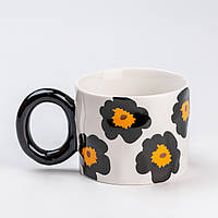 Чашка керамическая 400 мл для чая и кофе "Цветок" Желтая