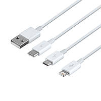 Кабель USB Baseus USB to Micro / Lightning / Type-C 3.5A 1.5m CAMLTYS Колір Бiлий, 02 l