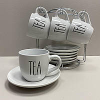 Сервиз чайный фарфоровый на стойке 12 предметов 230 мл S&amp;T 1529-18 White
