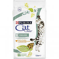 CAT CHOW Sterilized сухой корм для стерильных кошек и кастрированных котов 1,5 кг Акция-20