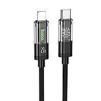 Кабель USB Hoco U116 Transparent PD27W LED Indicator Type-C to Lightning 1.2m Колір Чорний l
