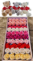 Натуральні троянди ручної роботи на мильній основі в подарунок, Мильні трояндочки в коробочці, Ароматне мило 50 шт.