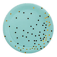 Набор тарелок "Горошинки", 10 шт, бирюзовый, 18 см