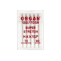 Голки ORGAN SUPER STRETCH №75-90 для побутових швейних машин, 5 шт, 1 набір (SEW-054951)