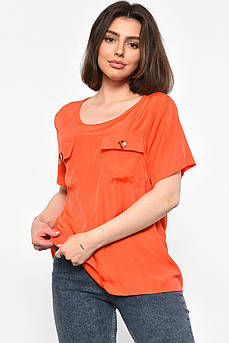 Блуза жіноча з коротким рукавом  помаранчевого кольору 176166M