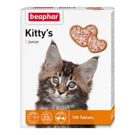 Kittys Junior-ласощі з вітамінами для кошенят 150 таблеток, фото 1