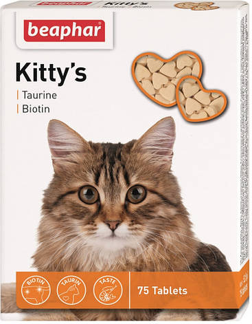 Kittys + Taurin + Biotin-ласощі з таурином і біотином 75 таблеток, фото 1