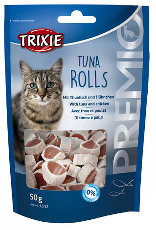 Premio Tuna Rolls-ласощі з тунцем для кішок, Тріксі 42732 Ласощі PREMIO Tuna Rolls тунець 50гр 42732, фото 1