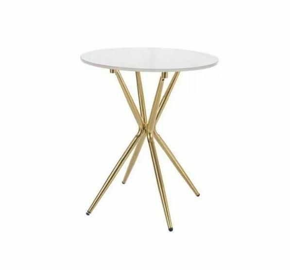 Стіл журнальний Azalia Ceramic метал золото стільниця кераміка біла Ø 50х60 см (Signal ТМ)