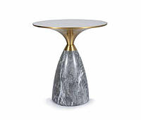 Стол журнальный Leo металл серый с золотом столешница керамика белая Ø50х54 см (Signal ТМ)