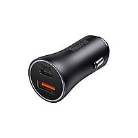 АЗП Baseus Golden Contactor Max Dual Fast Charger Car Charger U+C 60W Dark Gray (CGJM000113)