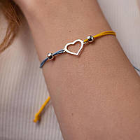 Серебряный браслет Украинское сердце (голубая и желтая нить) 312 2 Оникс SB, код: 8305756