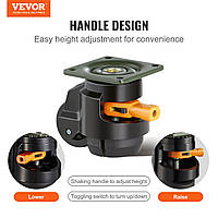 VEVOR набор из 4 роликов φ50,8 мм мебельный ролик высота регулируемый транспортный ролик 0,5 тонн
