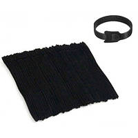 Стяжка тканинна з липучкою 20 см 100 шт. багаторазова, кабельний хомут, чорна, 107050