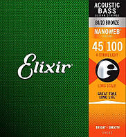 Струны для акустической бас-гитары Elixir NanoWeb Acoustic Bass, Light (45-100)