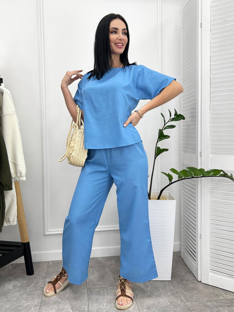 Жіночий костюм вільного крою з натурального льону "Delux"| Розпродаж моделі