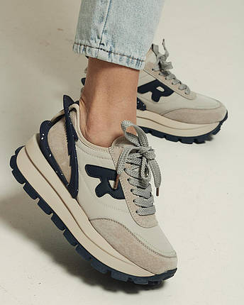 Кросівки жіночі Lifexpert 923111 36 бежево-сині нубук текстиль, фото 1