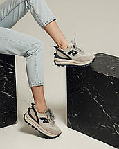 Кросівки жіночі Lifexpert 923111 36 бежево-сині нубук текстиль, фото 3