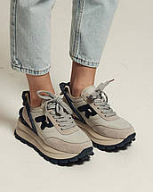 Кросівки жіночі Lifexpert 923111 36 бежево-сині нубук текстиль, фото 4