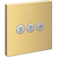 Переключатель потоков скрытого монтажа для душа Hansgrohe ShowerSelect на 3 клавиши полированное золото оптик