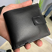 Мужской кошелек из натуральной кожи, черный бумажник, качественный мужской на магните