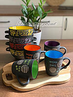 Набор из 4 чашек 350мл и пиал 4 шт 650 мл, Пиала для супа керамическая, Оригинальные чашки для чая