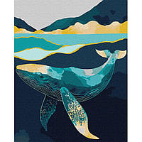 Картина за номерами "Витончений кит" ©art_selena_ua Ідейка KHO6522 40х50 см з фарбами металiк extra ar