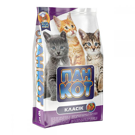 Пан-Кот Класик сухий корм для кішок 10 кг, фото 1