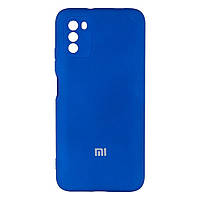 Чехол силиконовый с мягкой микрофиброй внутри Full Case на Xiaomi Poco M3\Поко М3 с логотипом Синий pSh