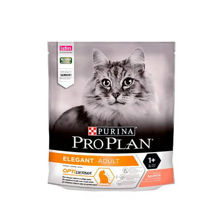 PRO PLAN Elegant сухий корм для котів із чутливою шкірою та від випадіння шерсті з лососем 400 гр, фото 1