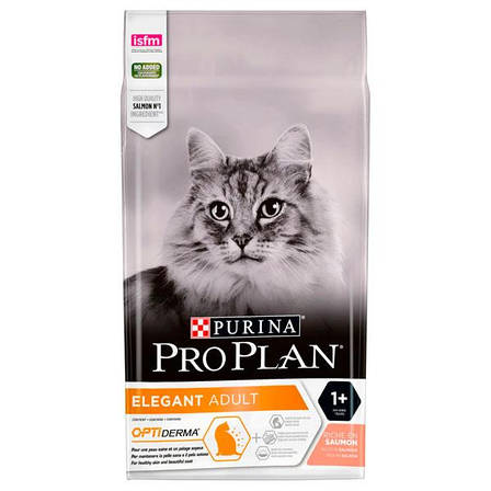 PRO PLAN Elegant сухий корм для котів із чутливою шкірою та від випадіння шерсті з лососем 10 кг, фото 1