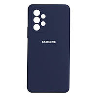 Чехол на Samsung A53 \ Самсунг А53 силиконовый с мягкой микрофиброй внутри с логотипом Синий pSh