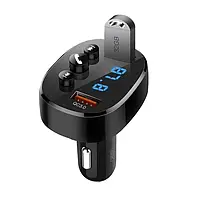 FM модулятор XO BCC03 car charger 18W автомобильное зарядное устройство с ФМ модулятором поддержка USB флэшки